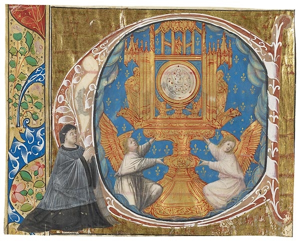 Dijoni graduálé iniciáléja a vérző Oltáriszentséggel (Morgan Könyvtár és Múzeum, New York)