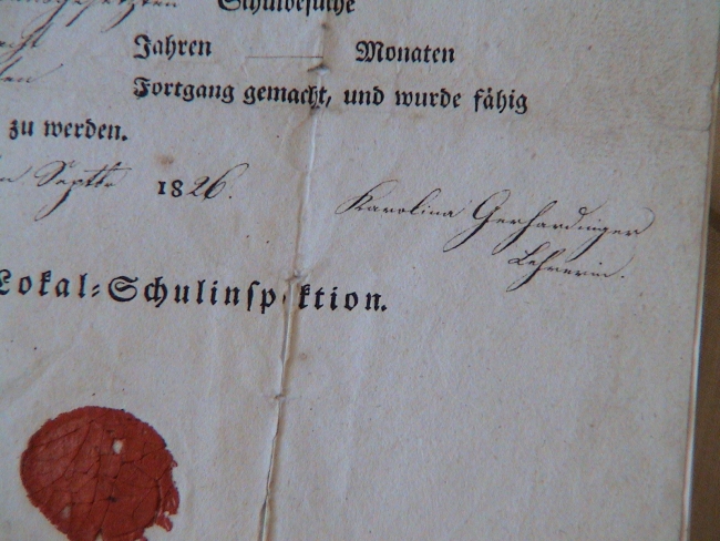 Terézia anya (polgári nevén Karolina Gerhardinger) aláírása egy diákja bizonyítványán